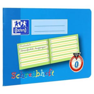Anfängerheft, Oxford A5, Lineatur 0, 90g, 16Bl, quer, mit Mittelband, blau