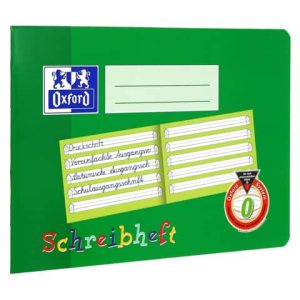 Anfängerheft, Oxford A5, Lineatur 0, 90g, 16Bl, quer, grün