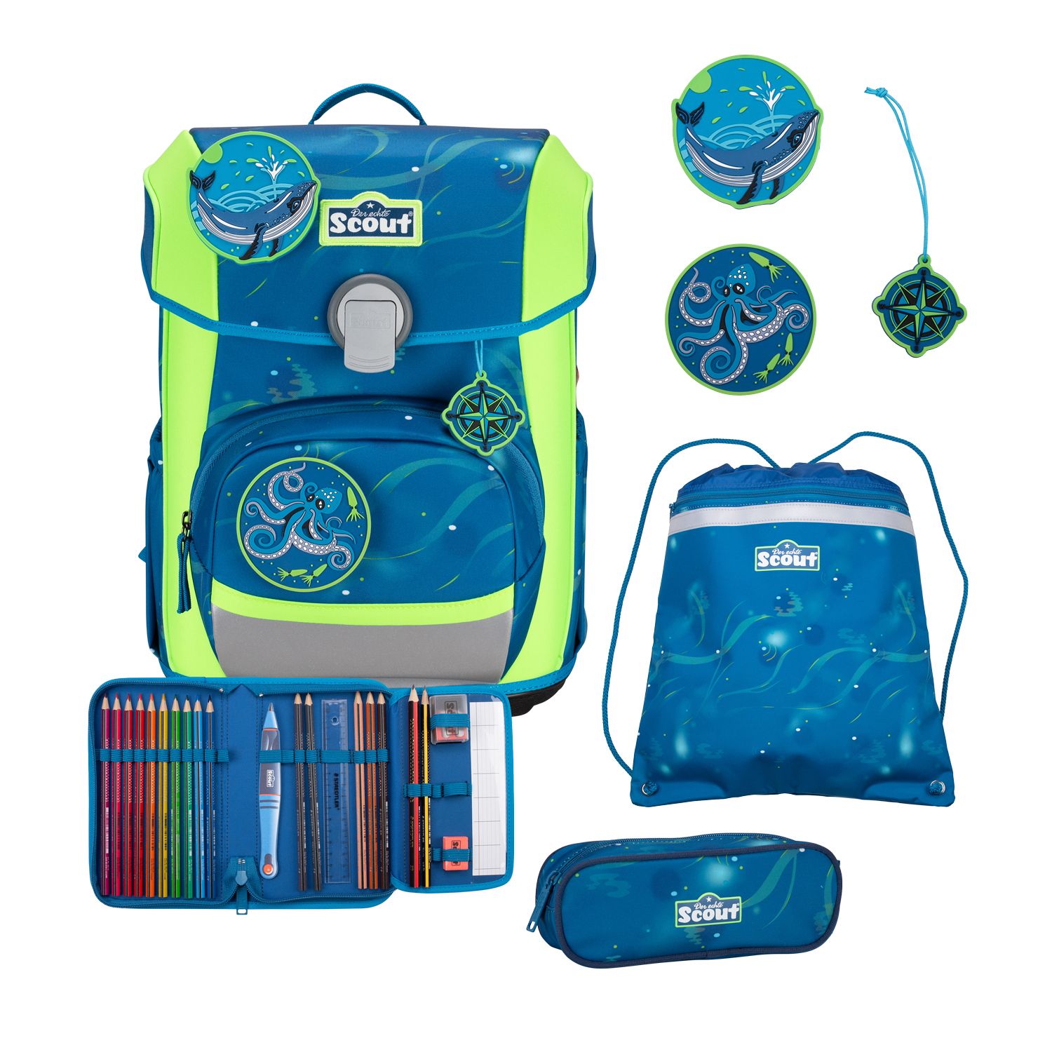 Scout Ranzen Neo Set Deep Sea, 75450004200, 4-tlg.