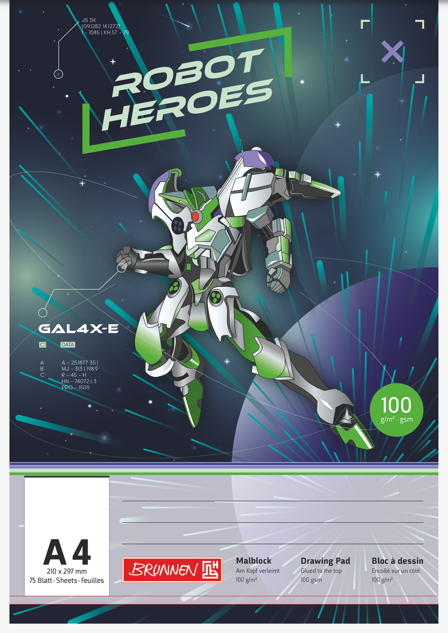 Malblock A4 Brunnen Robot Hero 100g 75Bl