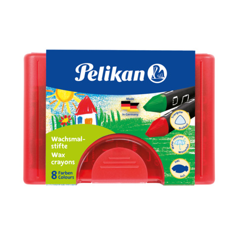 Wachsmalstifte Pelikan 722942 8Farben wasserfest rot