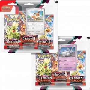 Pokemon 3-er Booster a10Ka., K& amp;PObsidian Flammen, 186-45598, (DE,Neu,OVP)
